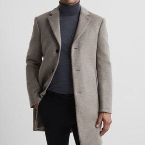 Reiss Gable Coat Wool Blend Mid Length Grey